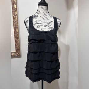 Madison Marcus black 100% silk layered tank top XS